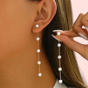 Elegant Gold Pearl Drop Earrings